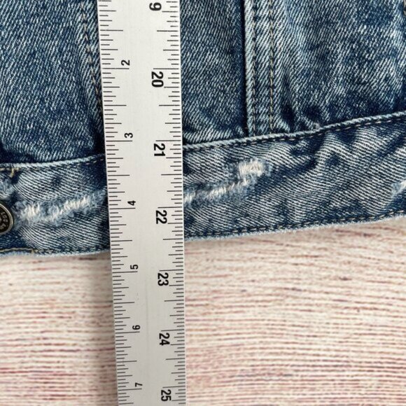 Kancan Distressed Denim Trucker Jean Vest Juniors Size XL Blue Medium Wash - Picture 12 of 15